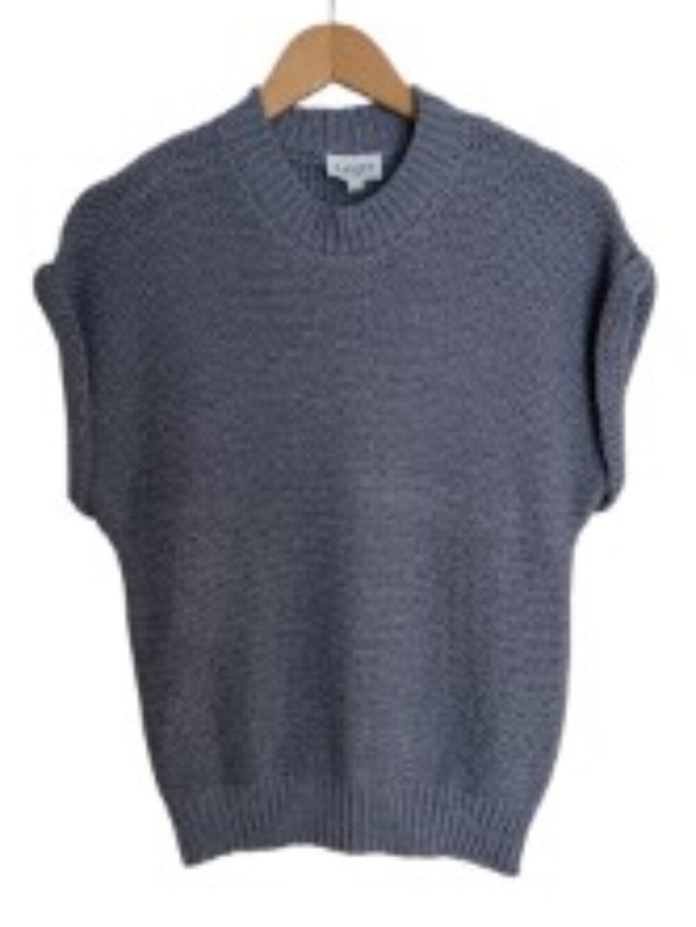 Anthropologie -Flat White Grey Chunky Knit Cap Sleeve Sweater Small